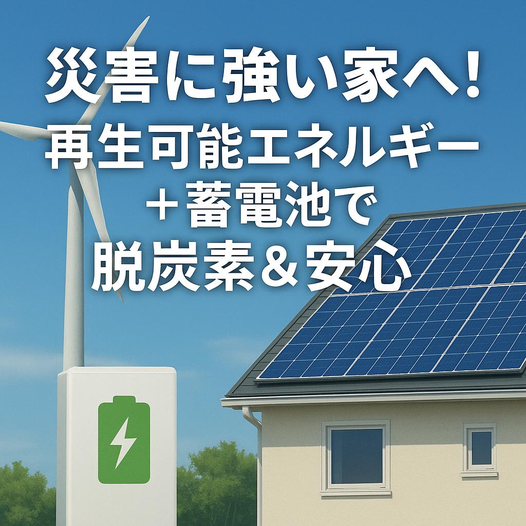 災害に強い家へ！再生可能エネルギー＋蓄電池で脱炭素＆安心