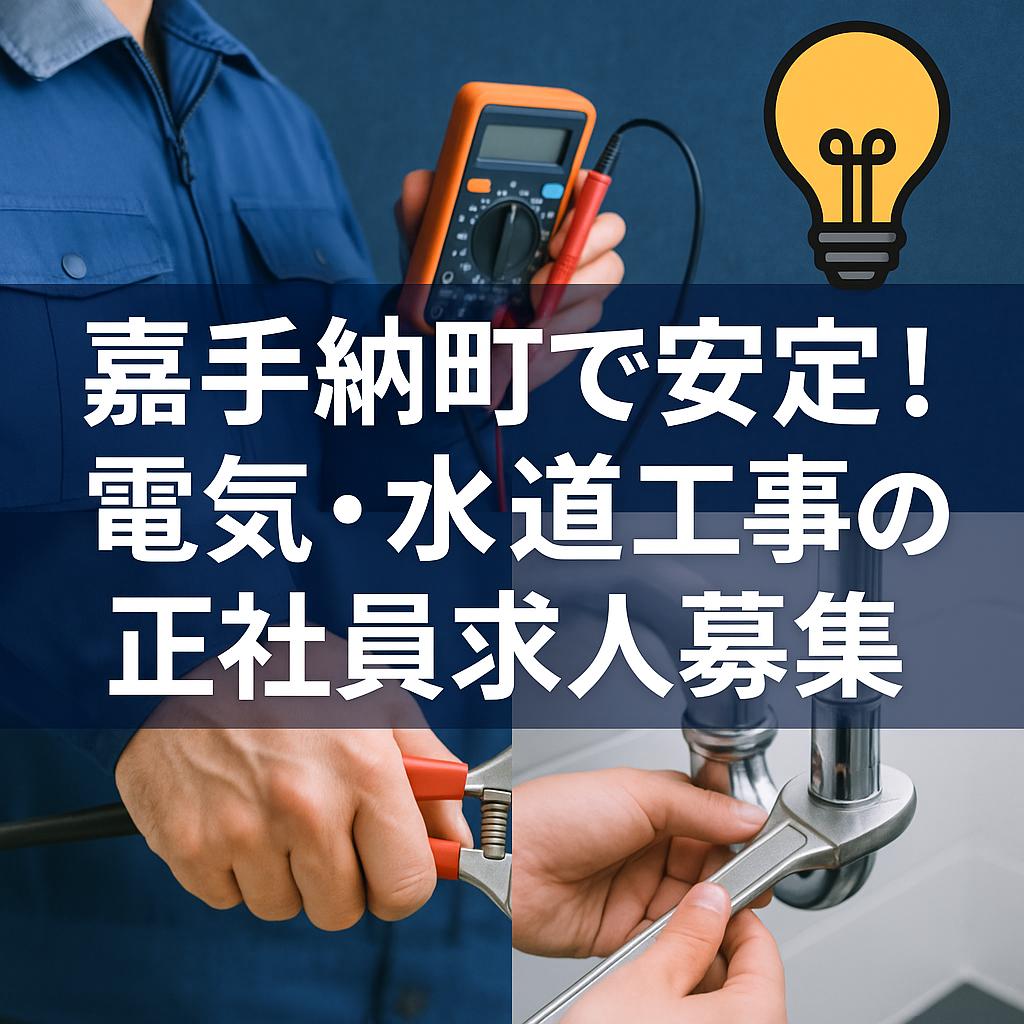 嘉手納町で安定!電気・水道工事の正社員求人募集
