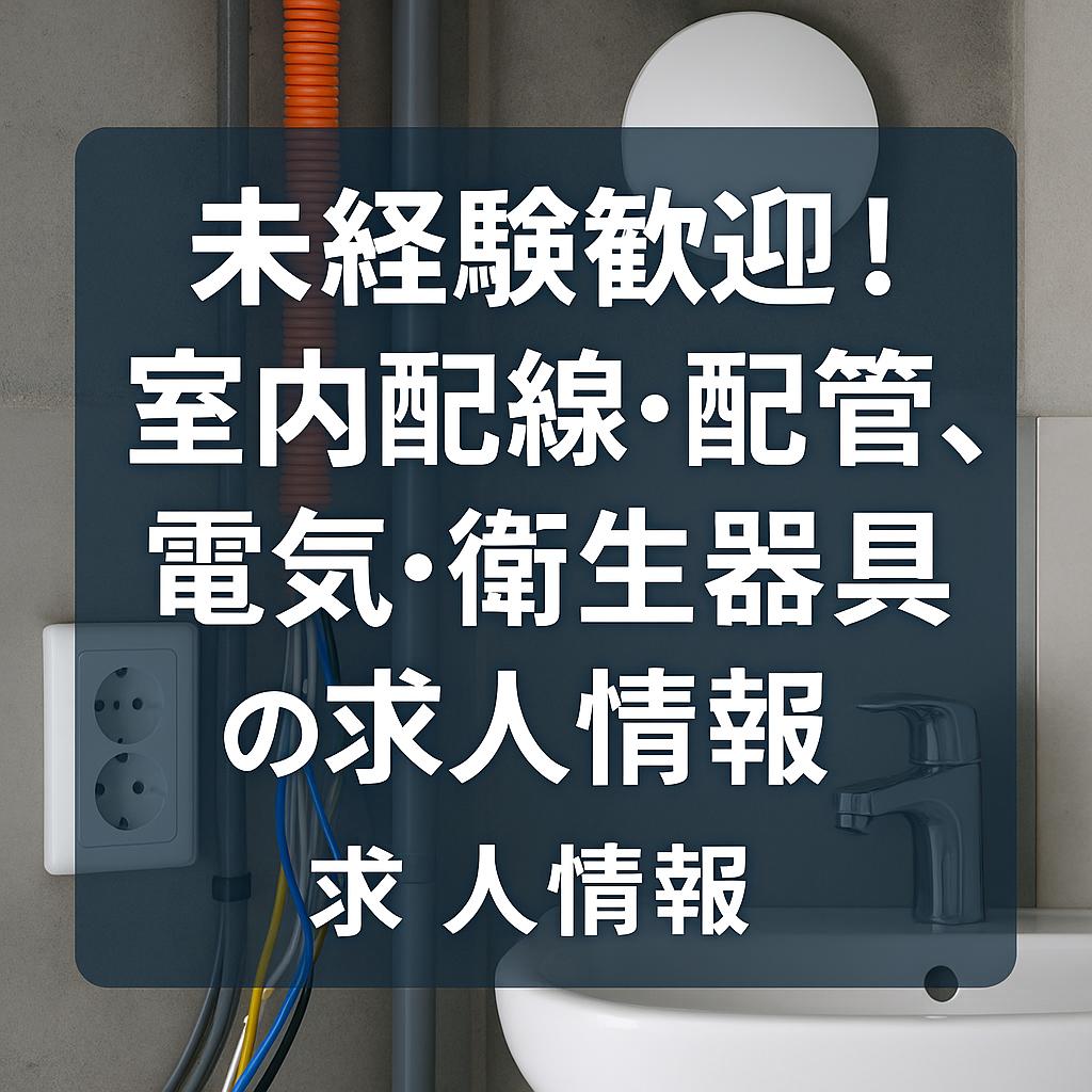 未経験歓迎!室内配線・配管、電気・衛生器具の求人情報
