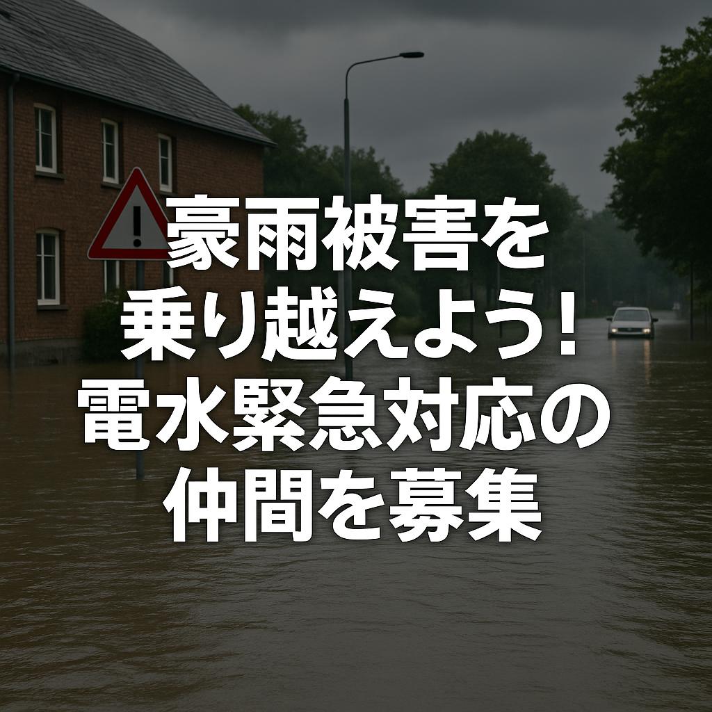 豪雨被害を乗り越えよう!電水緊急対応の仲間を募集