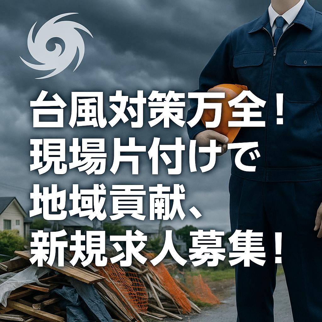 台風対策万全!現場片付けで地域貢献、新規求人募集!