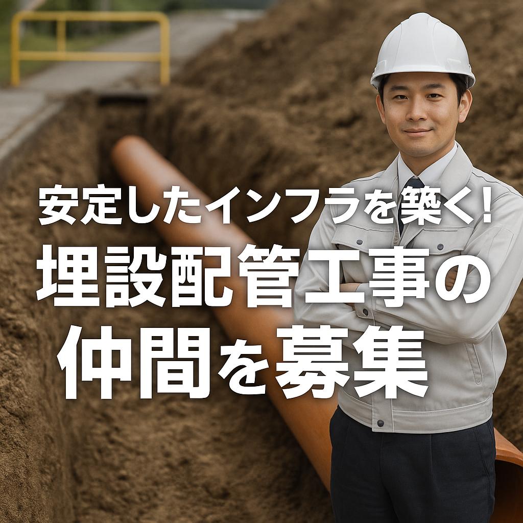 安定したインフラを築く!埋設配管工事の仲間を募集