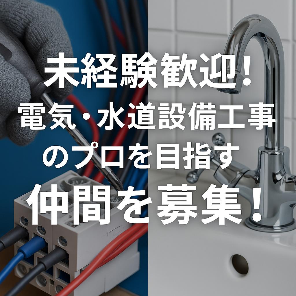 未経験歓迎！電気・水道設備工事のプロを目指す仲間を募集！