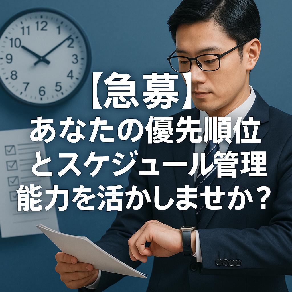 【急募】あなたの優先順位とスケジュール管理能力を活かしませんか？