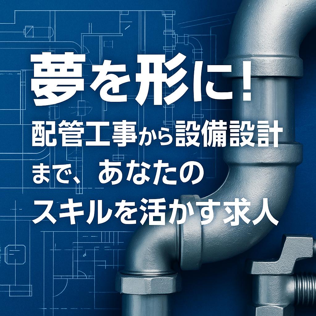 夢を形に！配管工事から設備設計まで、あなたのスキルを活かす求人