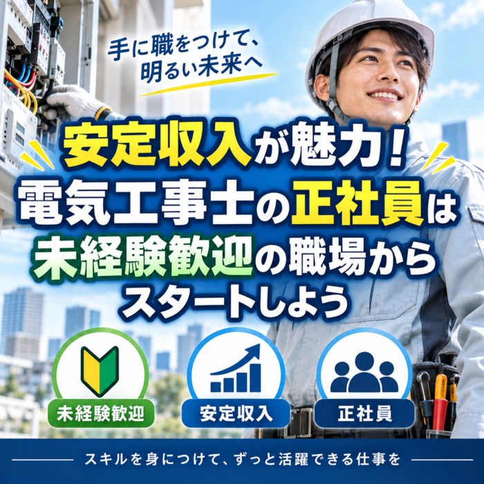 安定収入が魅力！電気工事士の正社員は未経験歓迎の職場からスタートしよう