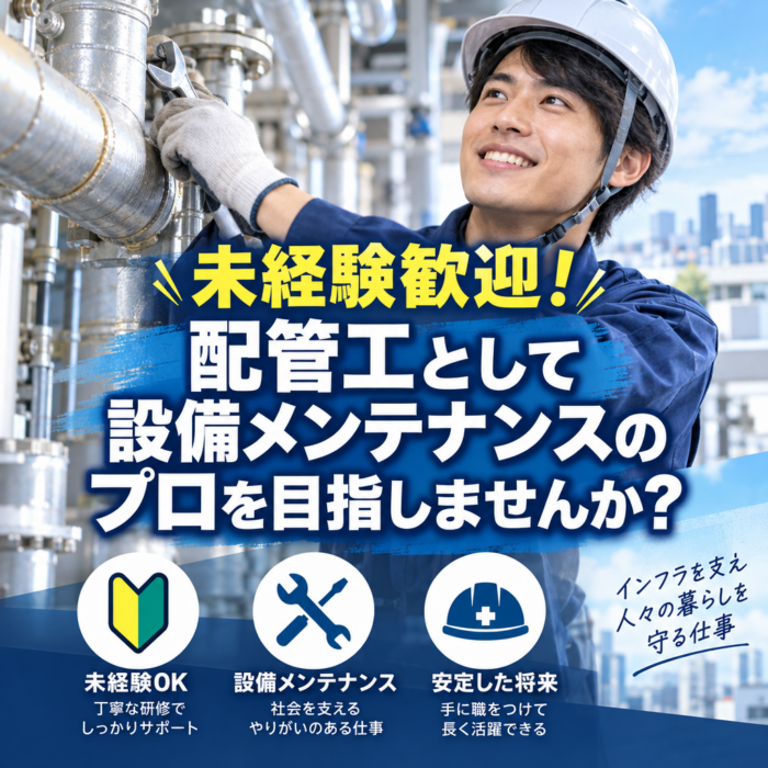 未経験歓迎！配管工として設備メンテナンスのプロを目指しませんか？